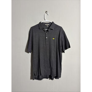 EUC MEN’S MASTERS GOLF PETER MILLAR POLO SHIRT SIZE MEDIUM M BLACK STRIPED COTTO